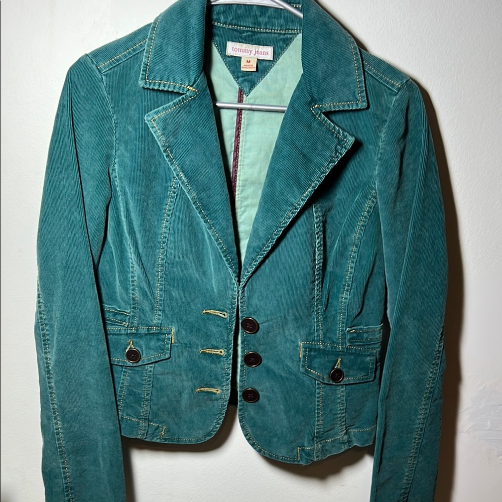 Vintage teal Tommy Jeans corduroy jacket Medium